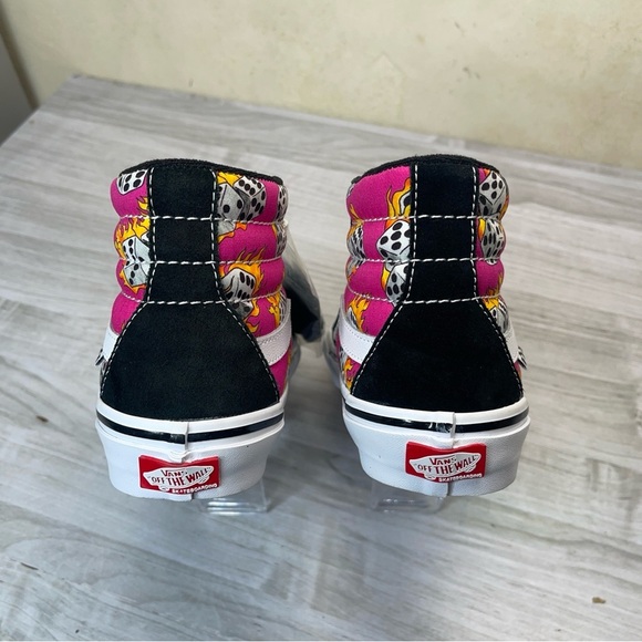 Vans SK8-Hi Fuchsia Fedora Black Suede Dice High Top Skate Sneaker Mens Size 5.5 - Picture 7 of 16
